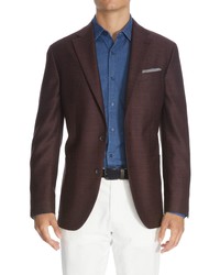 Burgundy Herringbone Wool Blazer