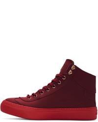 Jimmy Choo Red Argyle High Top Sneakers