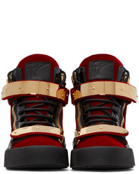 Giuseppe Zanotti Red Velvet London High Top Sneakers, $895 | SSENSE Lookastic