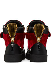 Giuseppe Zanotti Red Velvet London High Top Sneakers