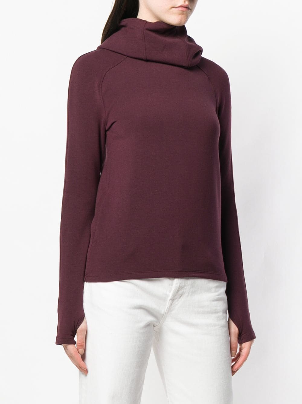 Pre Owned Women's PACO RABANNE Burgundy Modal Logo Sleeve Sweatshirt Size L
