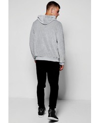 Boohoo Floral Embroidered Velour Hoodie