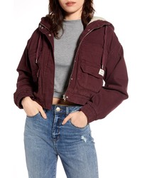 BDG Urban Outfitters Free People Jared Hooded Crop Utility Jacket With Faux