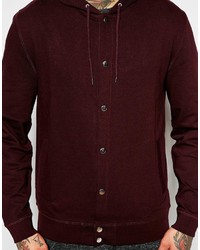 Asos Hoodie With Snaps In Burgundy