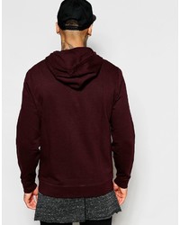 Asos Hoodie With Snaps In Burgundy