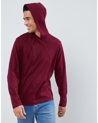 Polo Ralph Lauren Long Sleeve Hooded Top Player Logo In Burgundy
