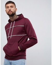 ASOS DESIGN Retro Track Hoodie With Piping In Burgundy