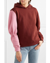 Tibi Two Tone Cotton Jersey Hooded Sweatshirt