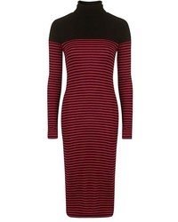 Topshop Stripe Turtleneck Body Con Dress