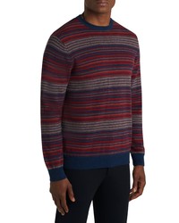 Bugatchi Regular Fit Stripe Crewneck Sweater