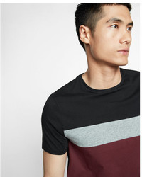 Burgundy Horizontal Striped Crew-neck T-shirt