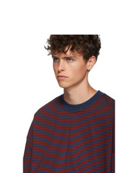 Martine Rose Navy And Red Stripe Oversize T Shirt