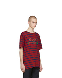 Gucci Red Striped Logo T Shirt