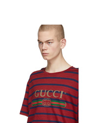 Gucci Red Striped Logo T Shirt
