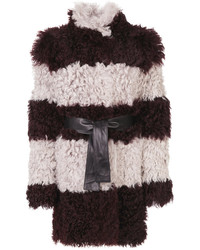 Drome Furry Detail Striped Coat