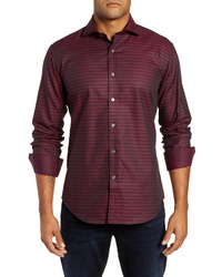 Burgundy Horizontal Striped Long Sleeve Shirt