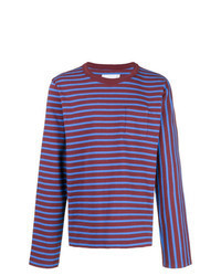Burgundy Horizontal Striped Long Sleeve T-Shirt