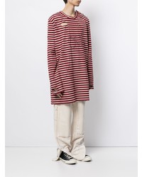 COOL T.M Distressed Striped Long T Shirt