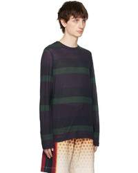 Dries Van Noten Purple Green Striped Long Sleeve T Shirt