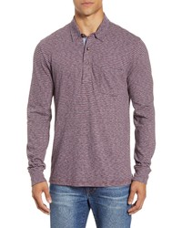 Faherty Luxe Regular Fit Stripe Long Sleeve Polo Shirt