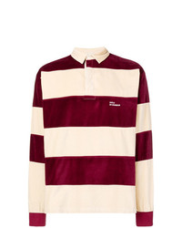 Drôle De Monsieur Striped Velvet Polo Shirt