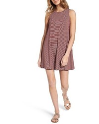 Burgundy Horizontal Striped Shift Dress