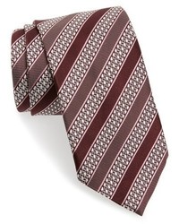 Burgundy Horizontal Striped Silk Tie