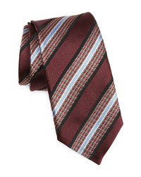 Canali Diagonal Stripe Silk Tie In Red At Nordstrom