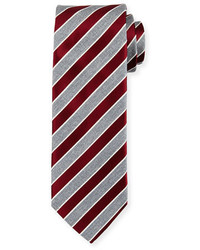 Eton Repp Stripe Silk Tie Dark Red