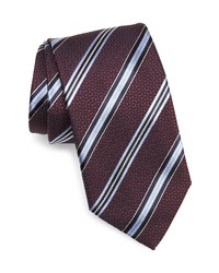 Canali Stripe Silk Tie In Dark Red At Nordstrom