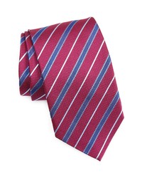 David Donahue Stripe Silk X Long Tie In Berry At Nordstrom