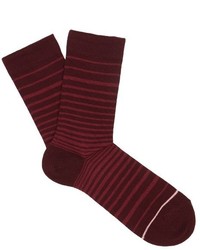 Burgundy Horizontal Striped Socks