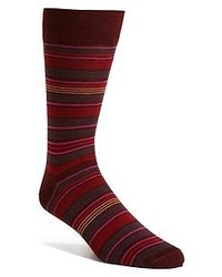 Lorenzo Uomo Multistripe Socks Burgundy One Size