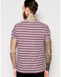 Asos Brand Stripe T Shirt With Boat Neck In Burgundy