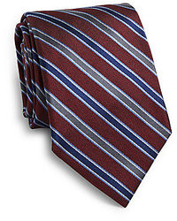 Saks Fifth Avenue BLACK Silk Alternating Striped Tie