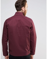 Asos Brand Harrington Jacket With Funnel Neck In Burgundy