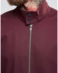 Asos Brand Harrington Jacket With Funnel Neck In Burgundy