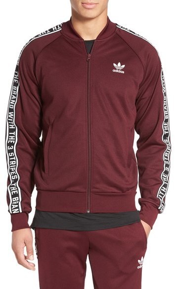 burgundy adidas track jacket