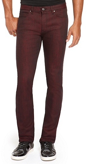 Hugo Boss Hugo 708 Slim Fit 10 Oz Cotton Blend Jeans Dark Red | Where