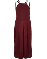 River Island Dark Red Strappy Cropped Jumpsuit