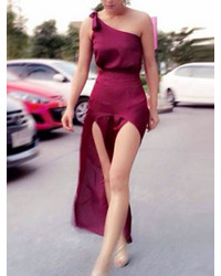 Choies Limited Editiong Red One Shoulder Slit Jumpsuit