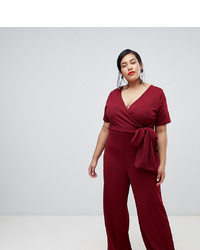 LOST INK PLUS Plunge Jumpsuit With Wrap