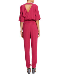 Raoul Remy Crepe Surplice Jumpsuit Pigt Red