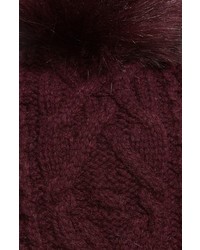 Ted Baker London Cable Knit Faux Fur Pompom Beanie