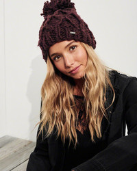 Hollister Pom Cable Knit Beanie