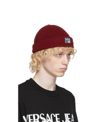 VERSACE JEANS COUTURE Red Rib Beanie