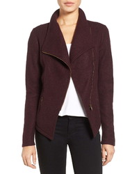 Burgundy Knit Biker Jacket