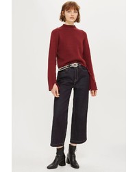 Topshop Funnel Neck Lattice Front Knitted Top