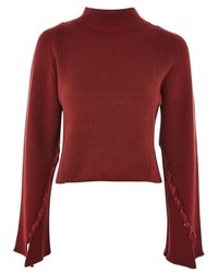 Topshop Funnel Neck Lattice Front Knitted Top
