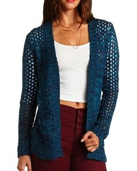 Charlotte Russe Marled Open Knit Cardigan Sweater